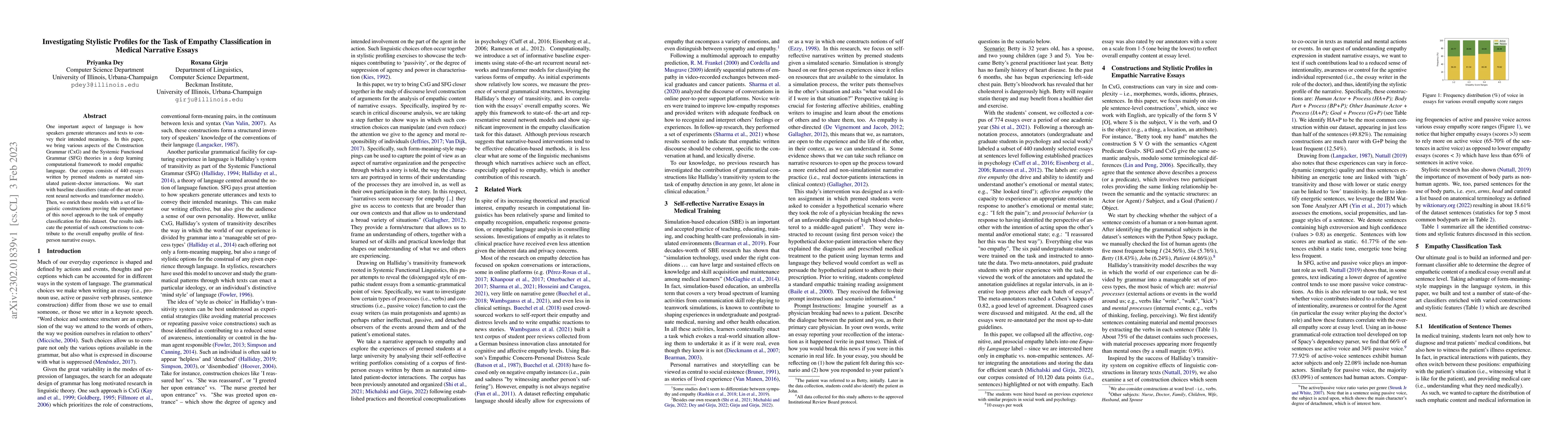 Thumbnail for Investigating Stylistic Profiles for the Task of Empathy Classification
  in Medical Narrative Essays