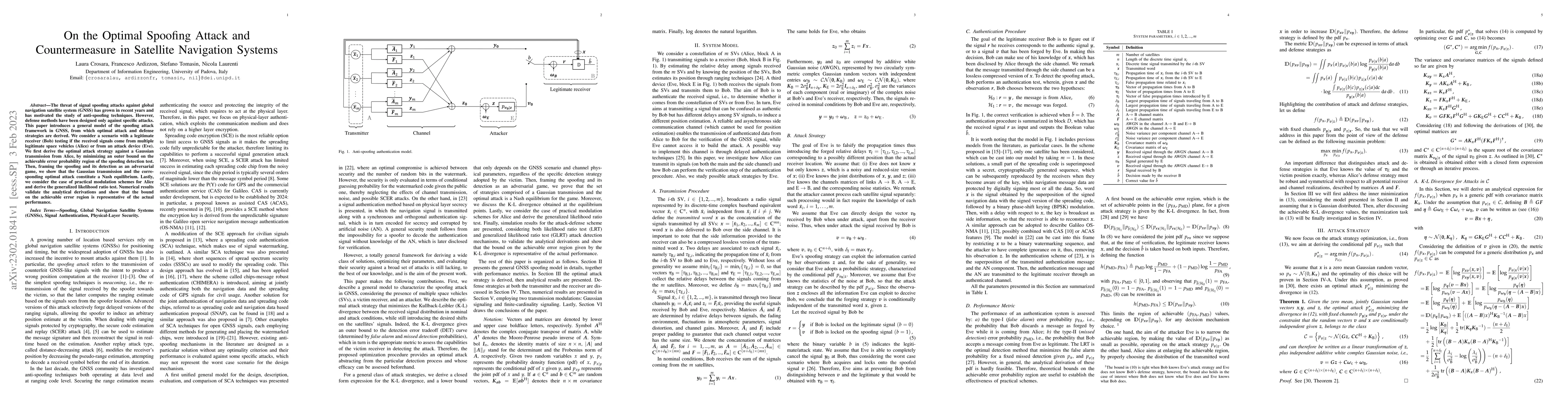 Thumbnail for On the Optimal Spoofing Attack and Countermeasure in Satellite
  Navigation Systems
