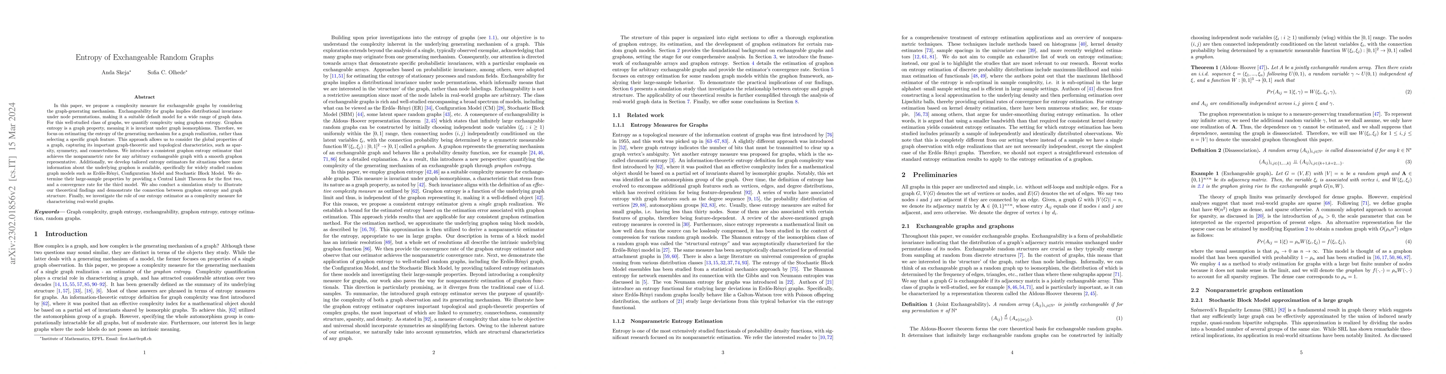 Thumbnail for Entropy of Exchangeable Random Graphs