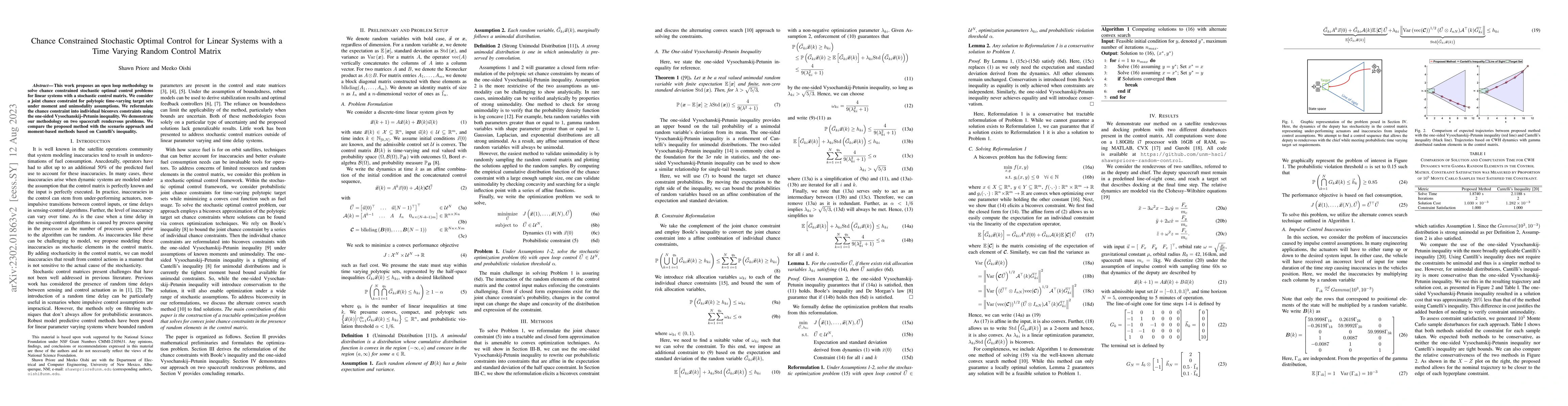 Thumbnail for Chance Constrained Stochastic Optimal Control for Linear Systems with a
  Time Varying Random Control Matrix