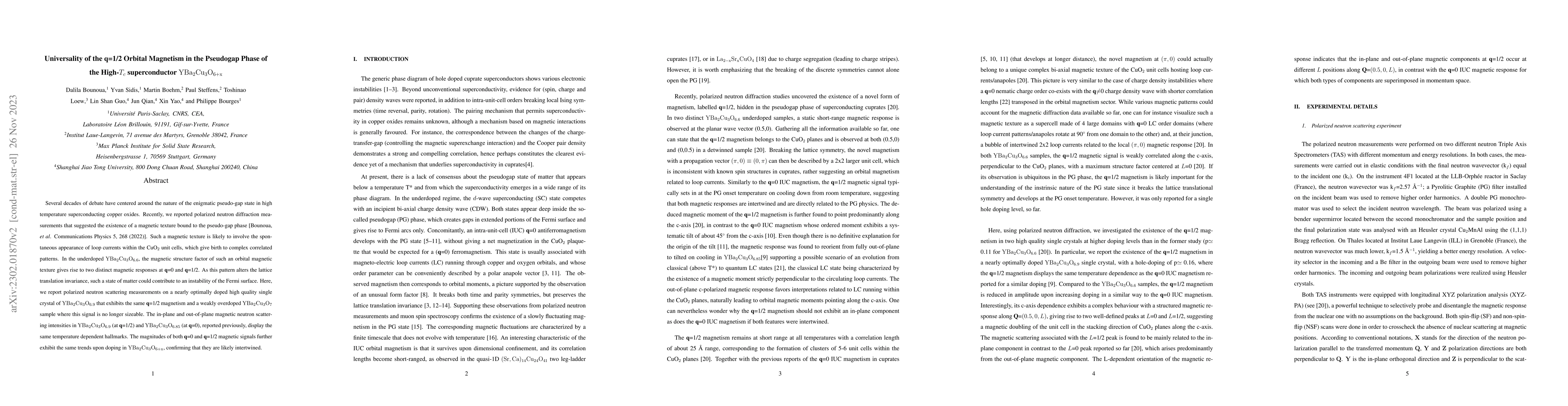 Thumbnail for Universality of the {\bf q}=1/2 Orbital Magnetism in the Pseudogap Phase
  of the High-$T_c$ superconductor $\rm YBa_{2}Cu_{3}O_{6+x}$