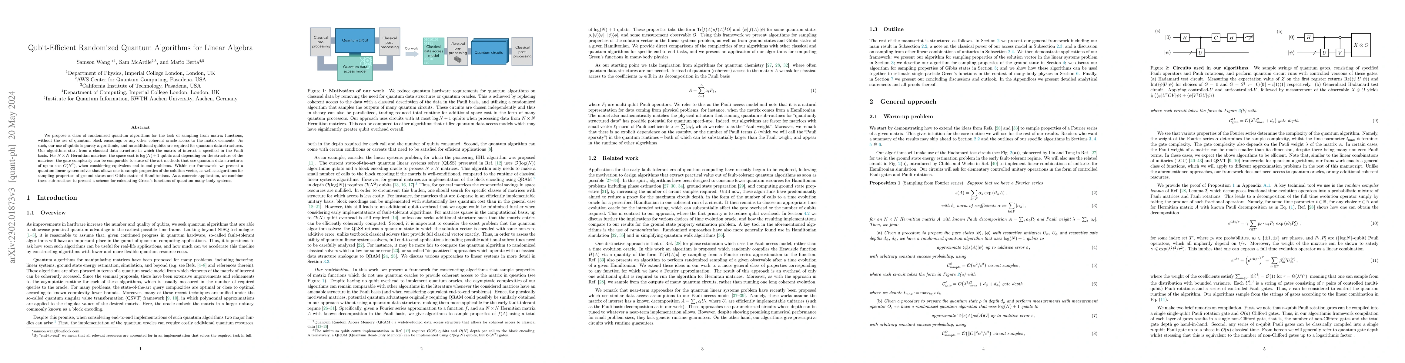 Thumbnail for Qubit-Efficient Randomized Quantum Algorithms for Linear Algebra