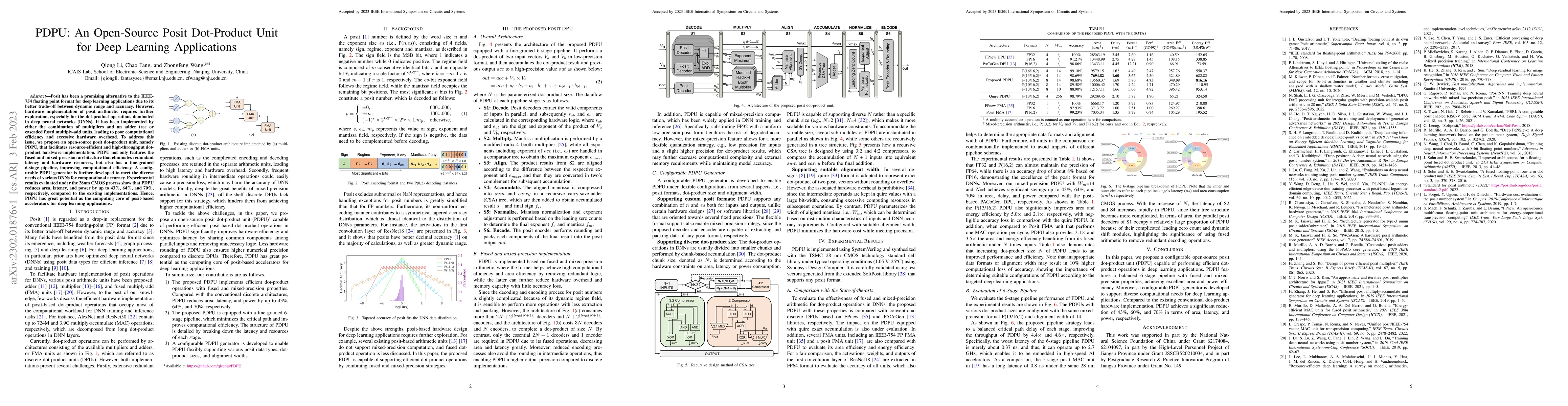 Thumbnail for PDPU: An Open-Source Posit Dot-Product Unit for Deep Learning
  Applications