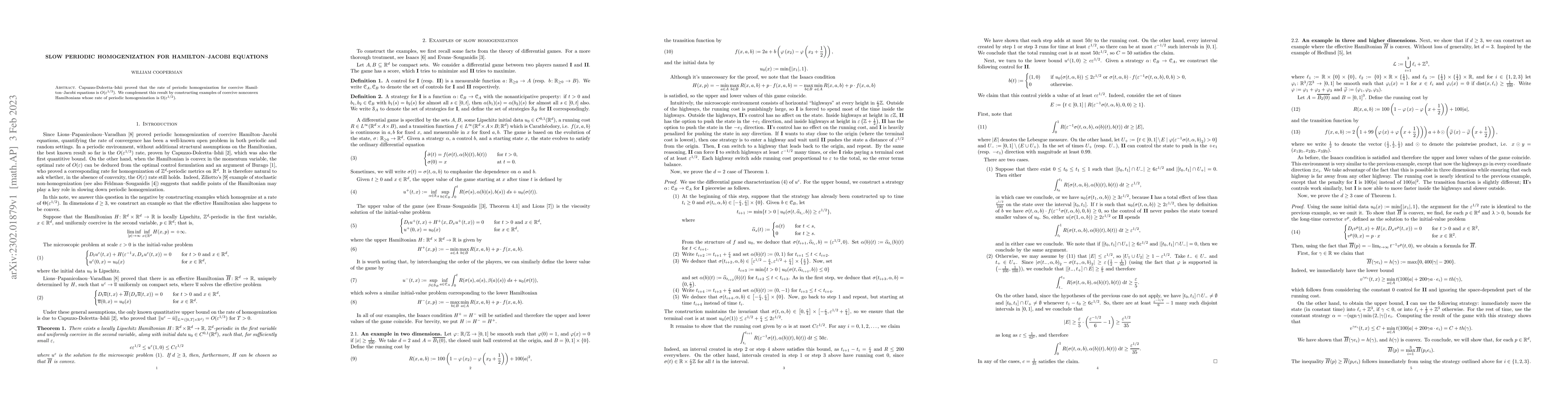 Thumbnail for Slow periodic homogenization for Hamilton-Jacobi equations