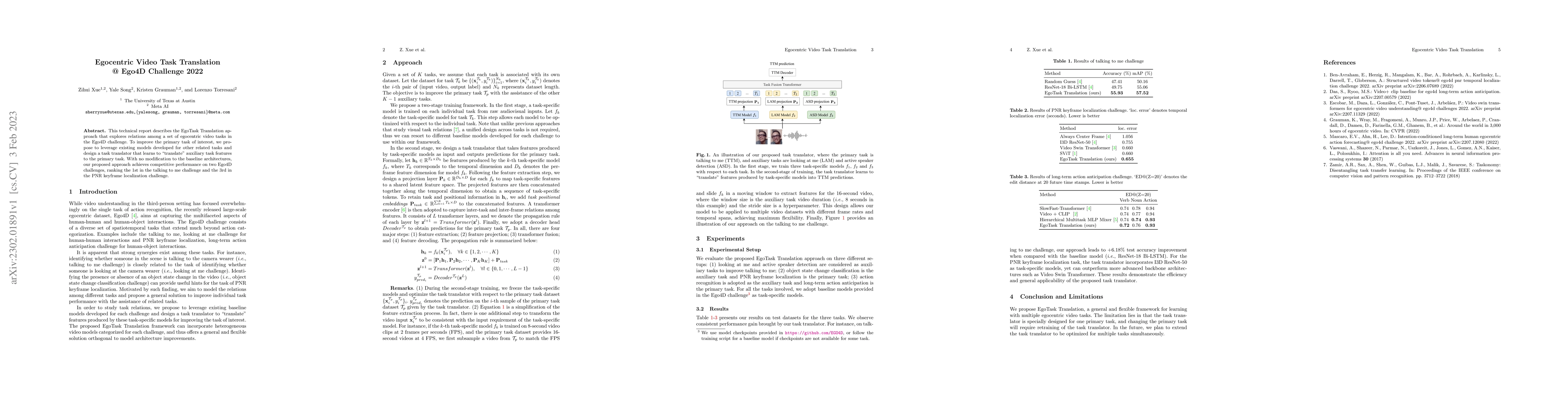 Thumbnail for Egocentric Video Task Translation @ Ego4D Challenge 2022