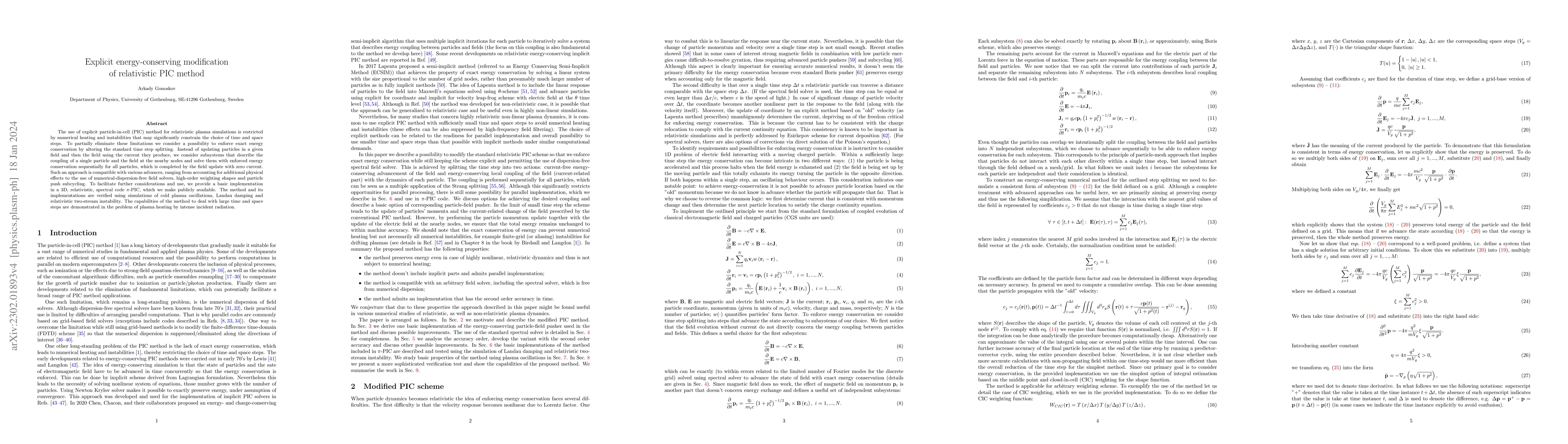 Thumbnail for Explicit energy-conserving modification of relativistic PIC method