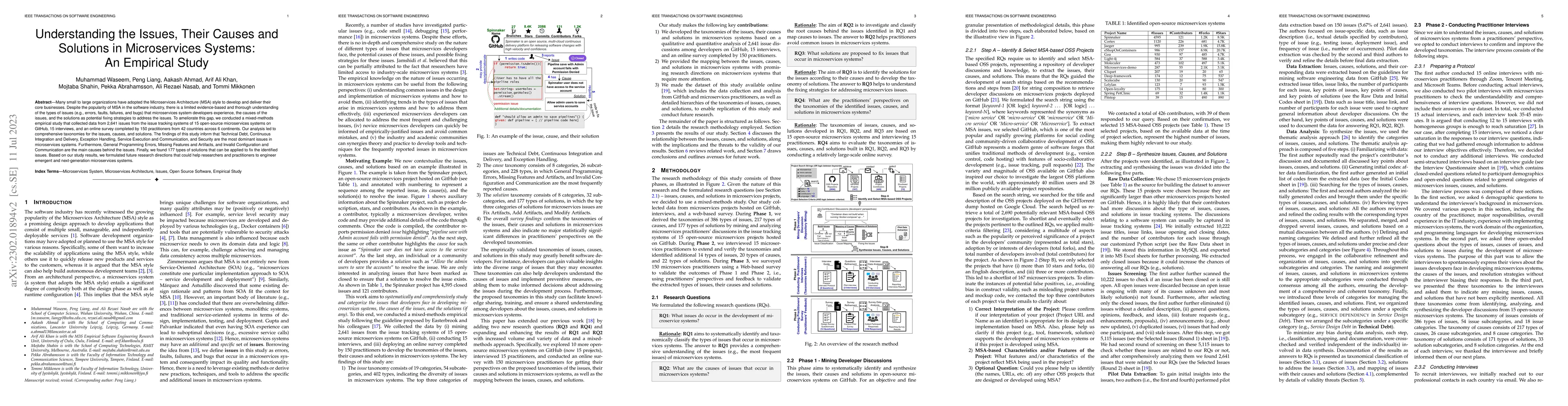 Thumbnail for Understanding the Issues, Their Causes and Solutions in Microservices
  Systems: An Empirical Study