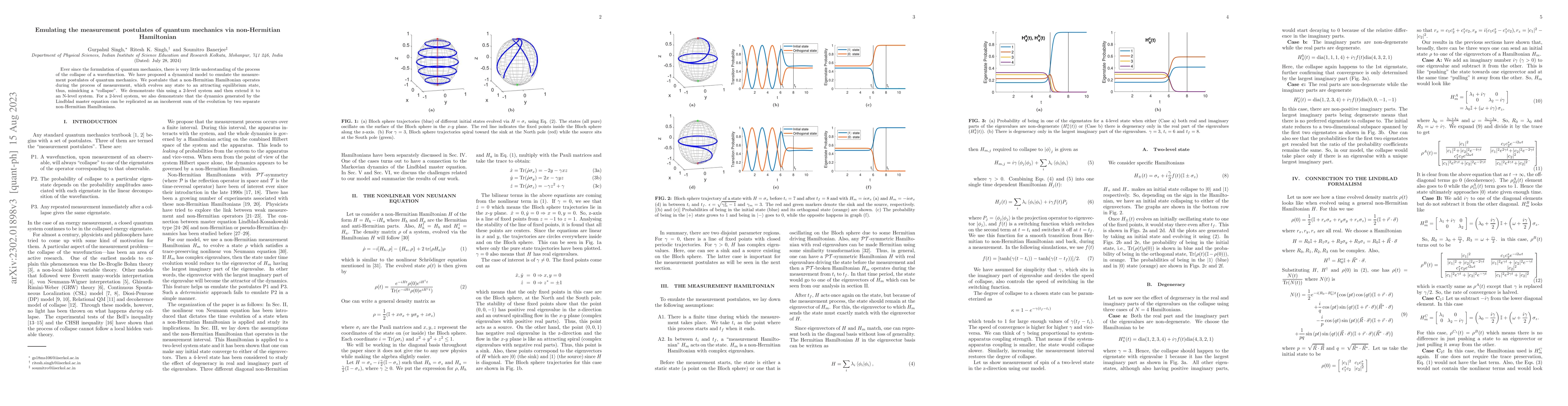 Thumbnail for Emulating the measurement postulates of quantum mechanics via
  non-Hermitian Hamiltonian