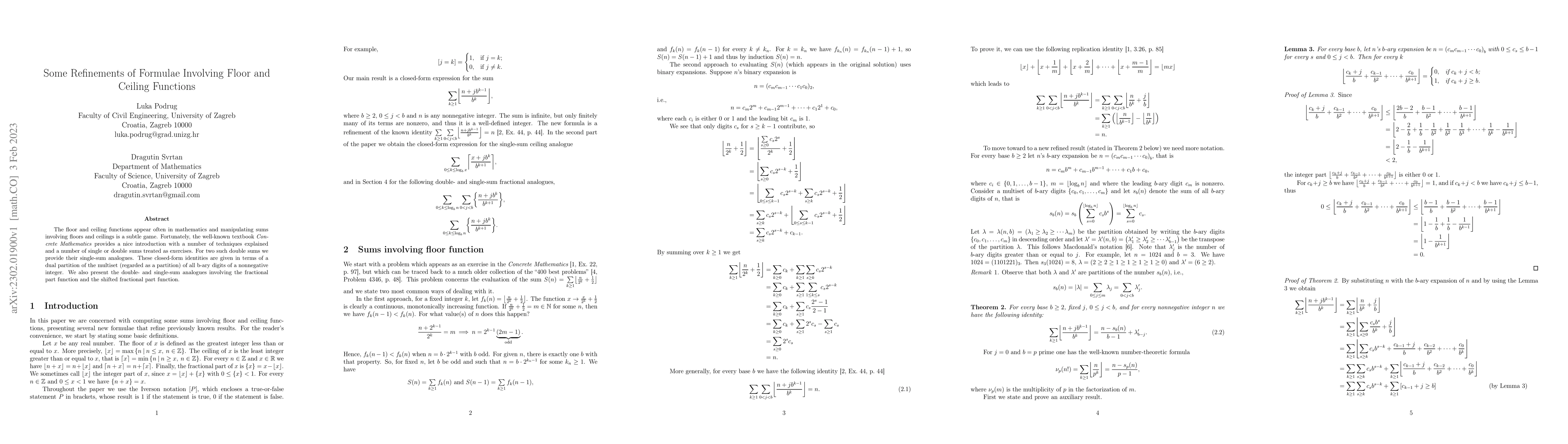 Thumbnail for Some Refinements of Formulae Involving Floor and Ceiling Functions