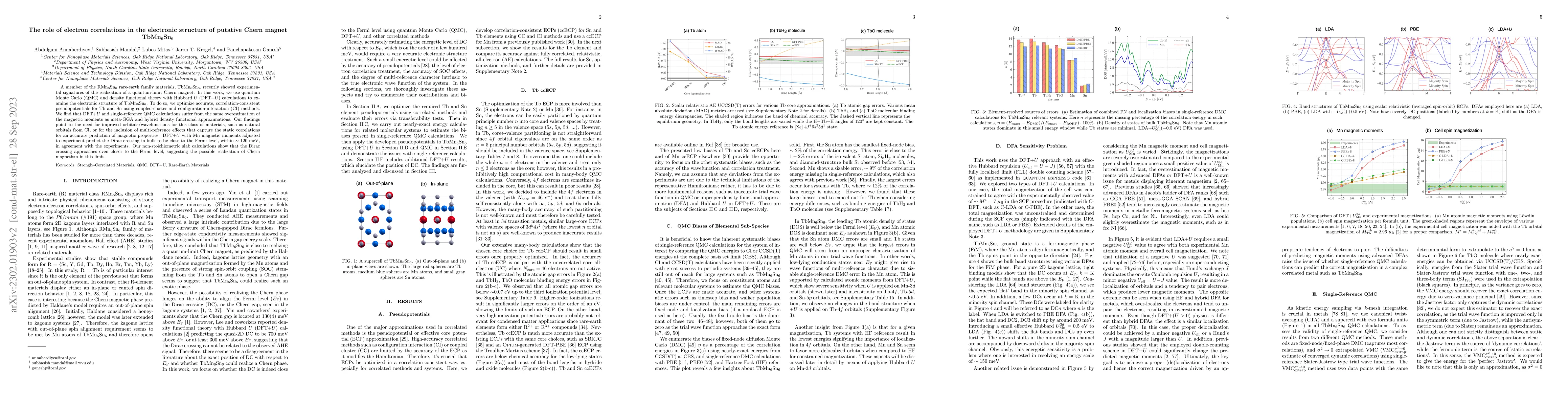 Thumbnail for The role of electron correlations in the electronic structure of
  putative Chern magnet TbMn$_6$Sn$_6$