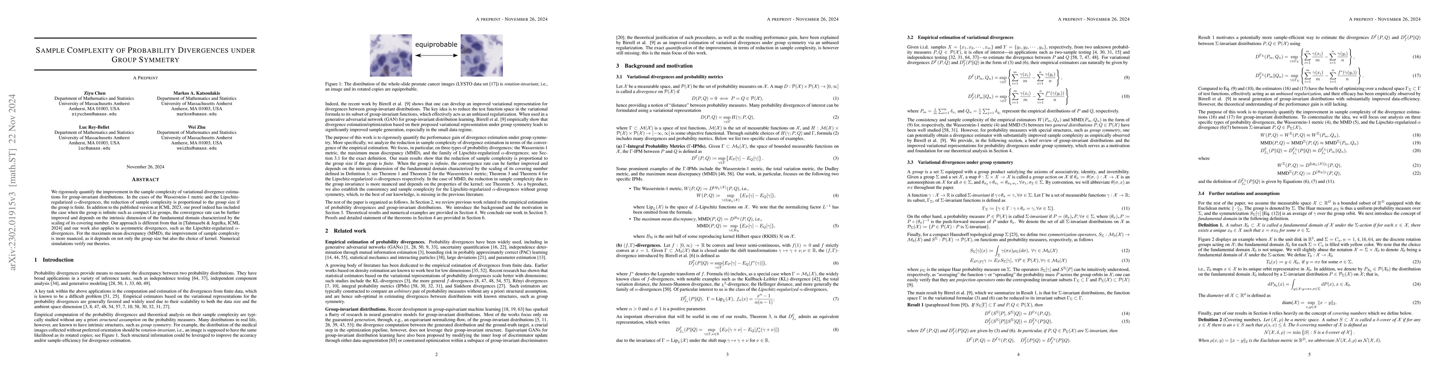 Thumbnail for Sample Complexity of Probability Divergences under Group Symmetry