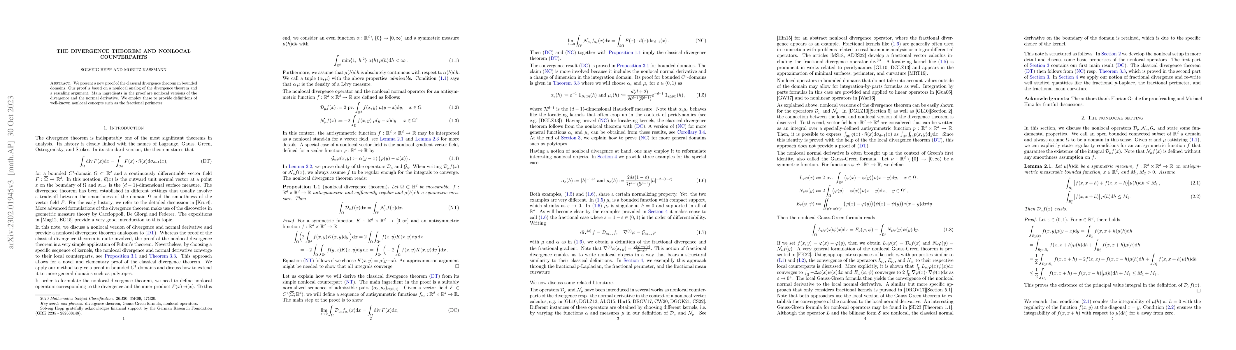 Thumbnail for The divergence theorem and nonlocal counterparts