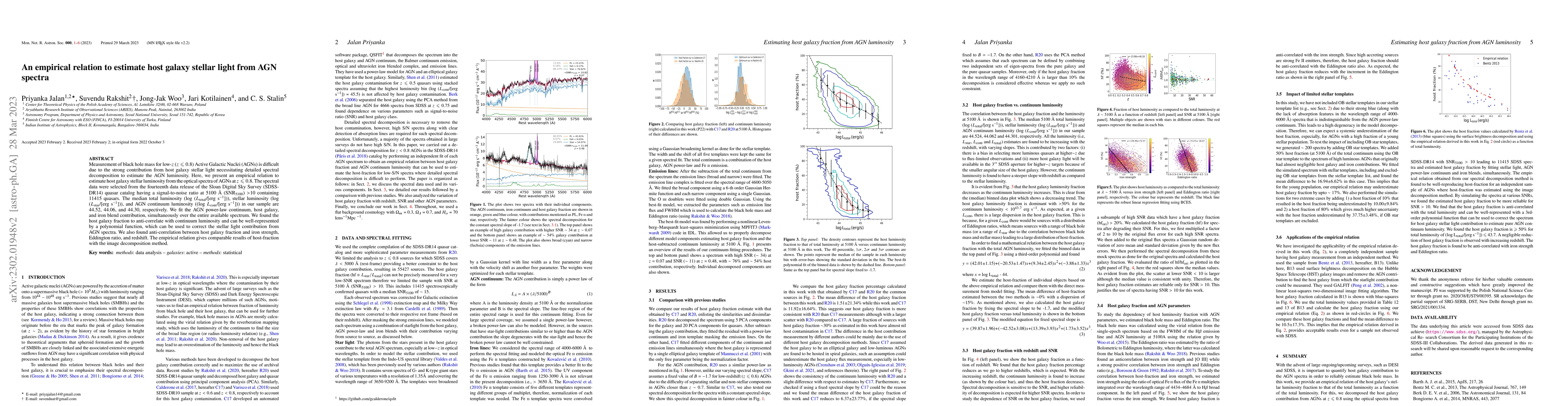 Thumbnail for An empirical relation to estimate host galaxy stellar light from AGN
  spectra