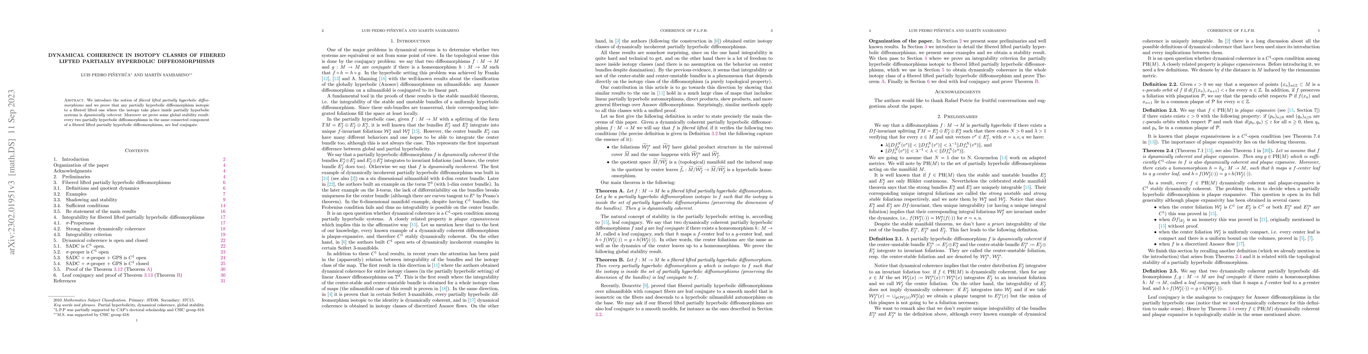 Thumbnail for Dynamical coherence in isotopy classes of fibered lifted partially
  hyperbolic diffeomorphisms