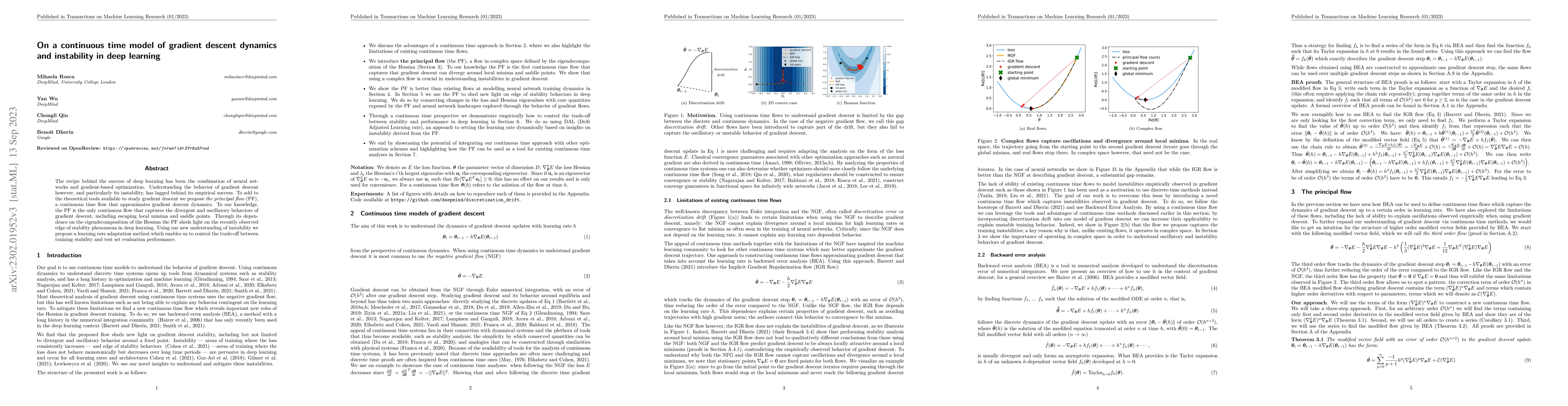 Thumbnail for On a continuous time model of gradient descent dynamics and instability
  in deep learning