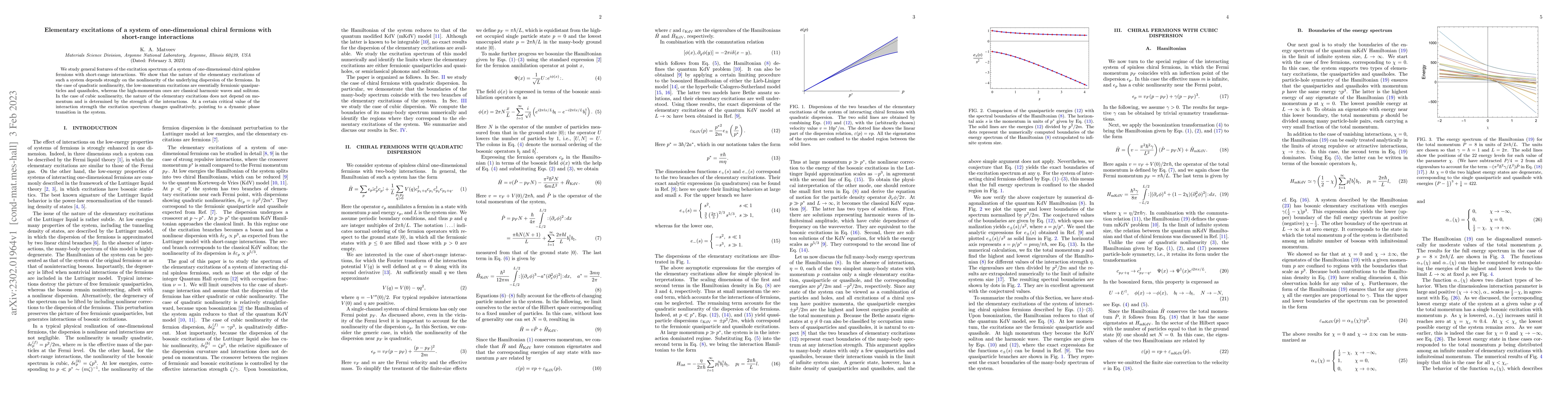 Thumbnail for Elementary excitations of a system of one-dimensional chiral fermions
  with short-range interactions