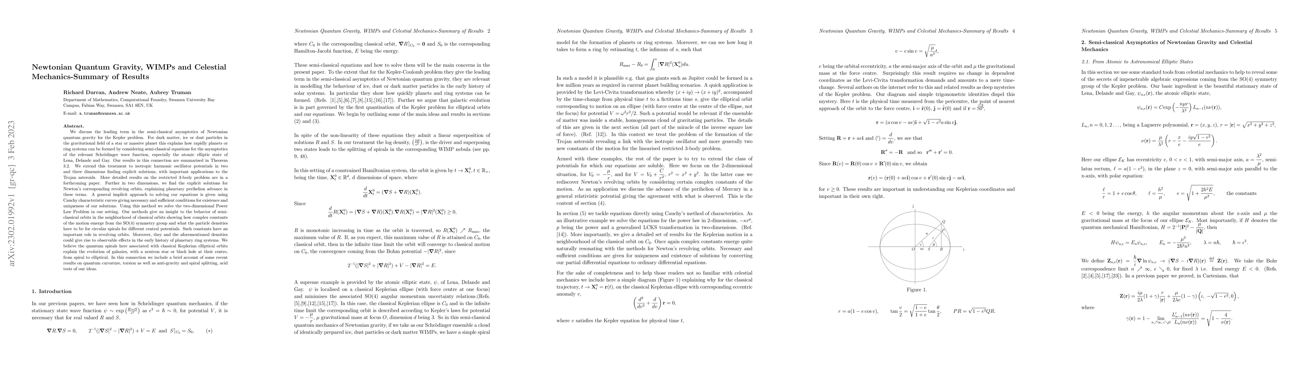 Thumbnail for Newtonion Quantum Gravity, WIMPs and Celestial Mechanics -- Summary of
  Results