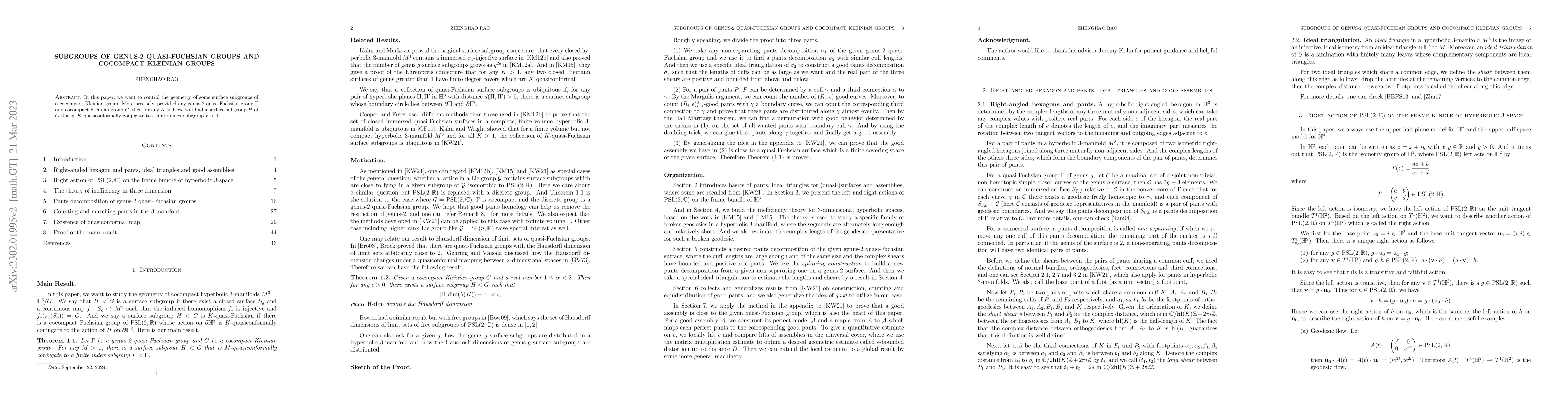 Thumbnail for Subgroups of Genus-2 Quasi-Fuchsian groups and Cocompact Kleinian Groups