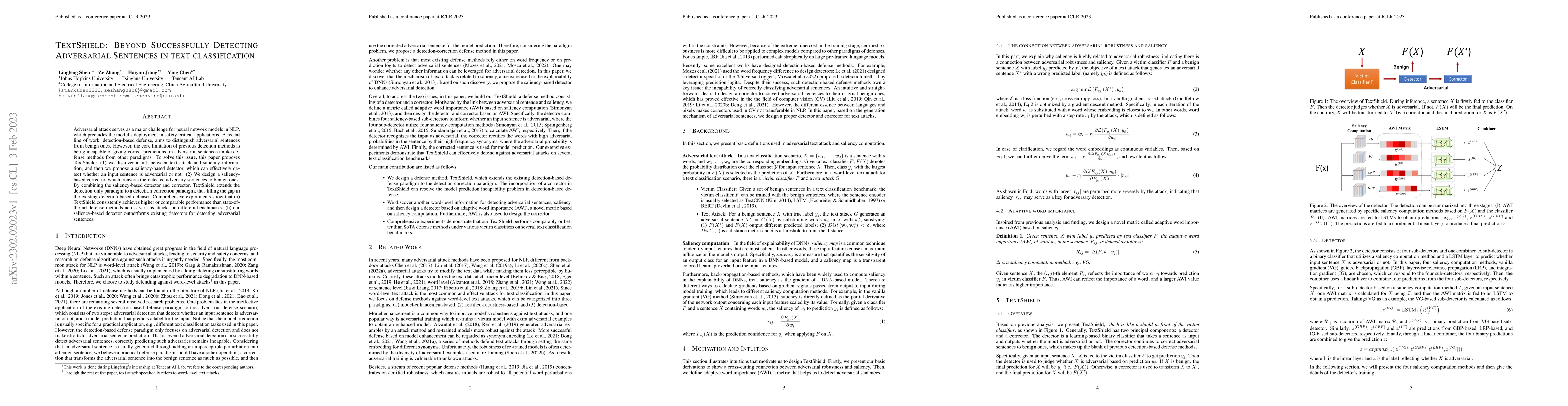 Thumbnail for TextShield: Beyond Successfully Detecting Adversarial Sentences in Text
  Classification