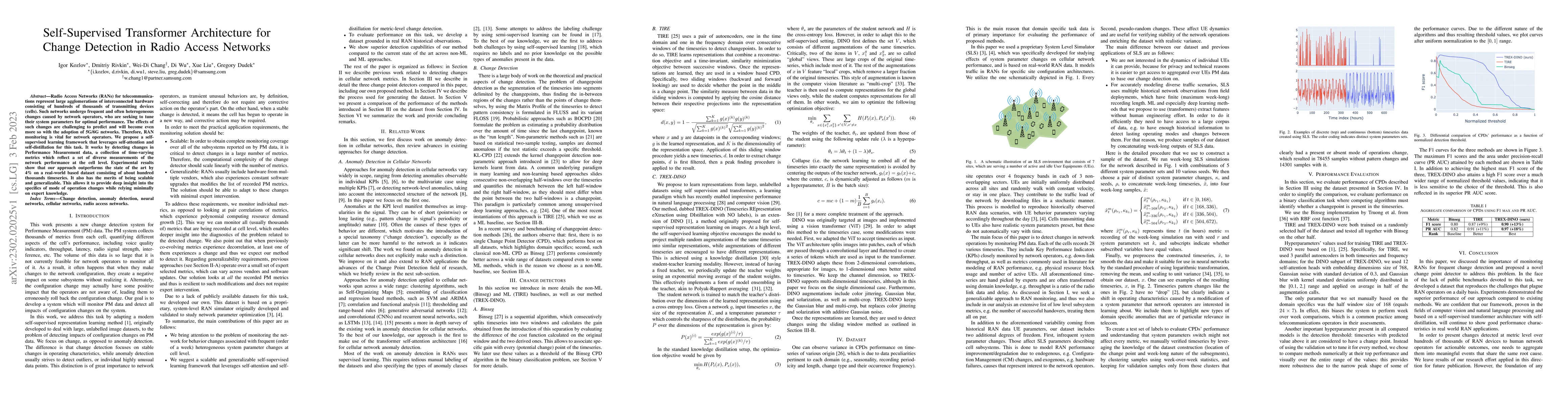 Thumbnail for Self-Supervised Transformer Architecture for Change Detection in Radio
  Access Networks