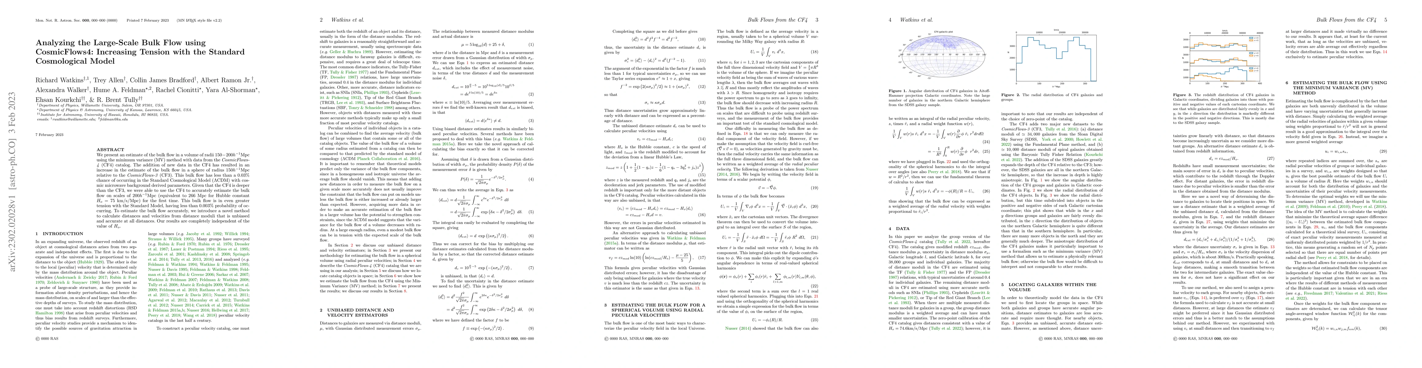 Thumbnail for Analyzing the Large-Scale Bulk Flow using CosmicFlows4: Increasing
  Tension with the Standard Cosmological Model