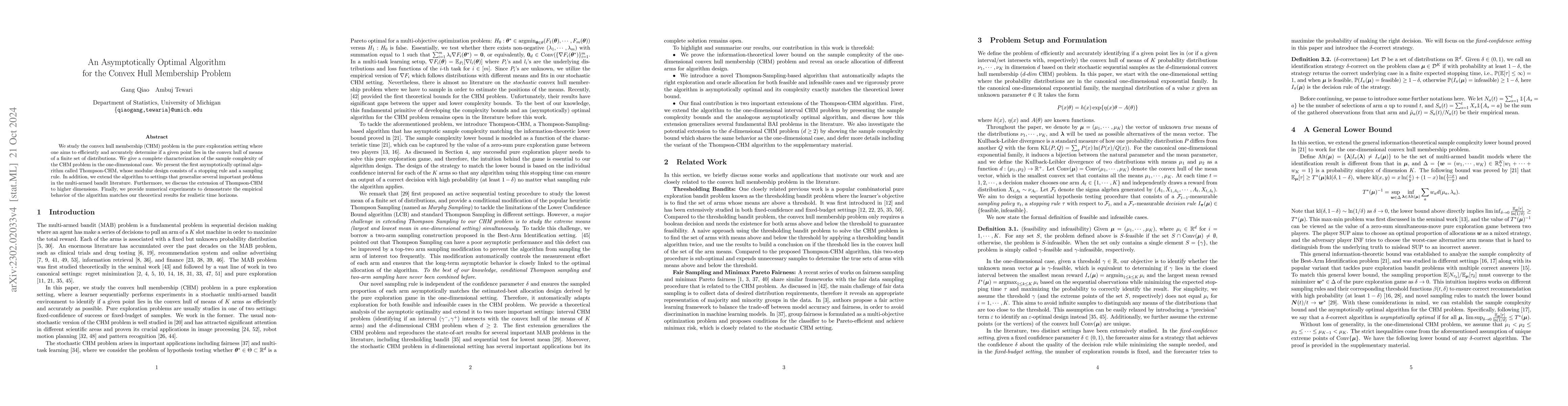 Thumbnail for An Asymptotically Optimal Algorithm for the Convex Hull Membership
  Problem