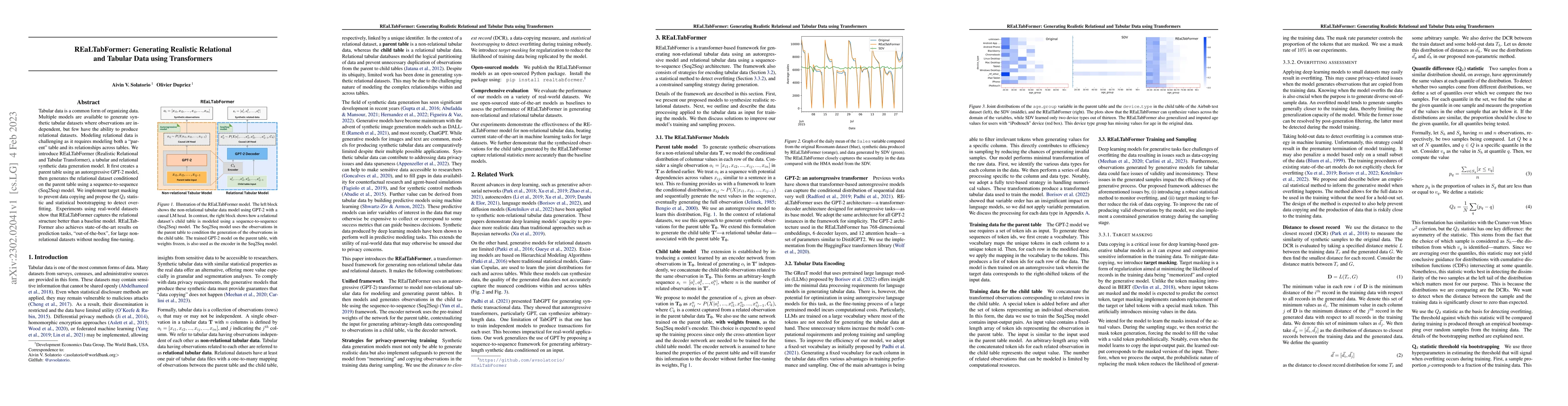 Thumbnail for REaLTabFormer: Generating Realistic Relational and Tabular Data using
  Transformers