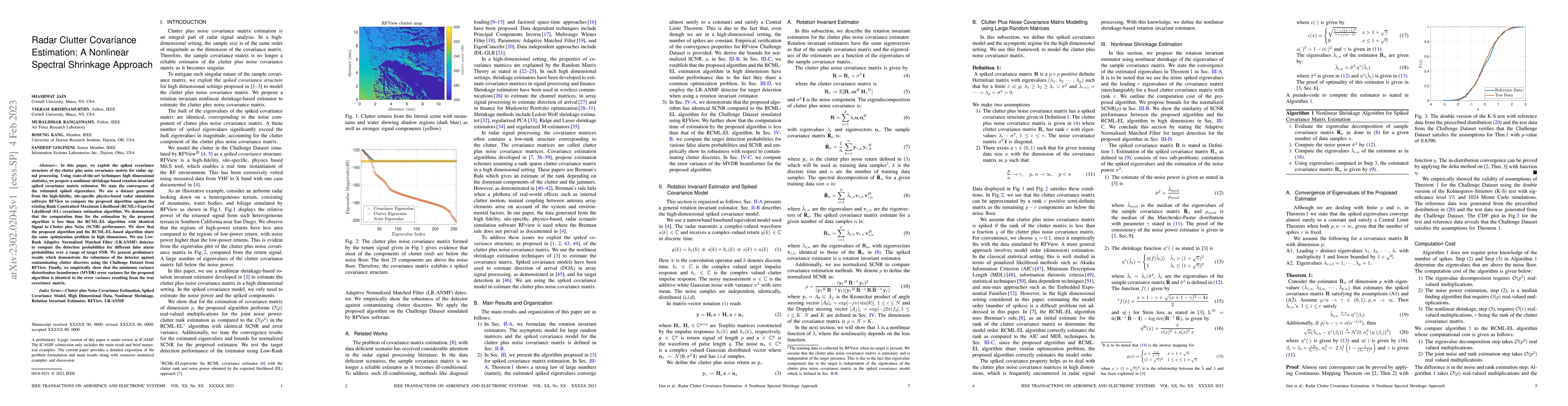 Thumbnail for Radar Clutter Covariance Estimation: A Nonlinear Spectral Shrinkage
  Approach