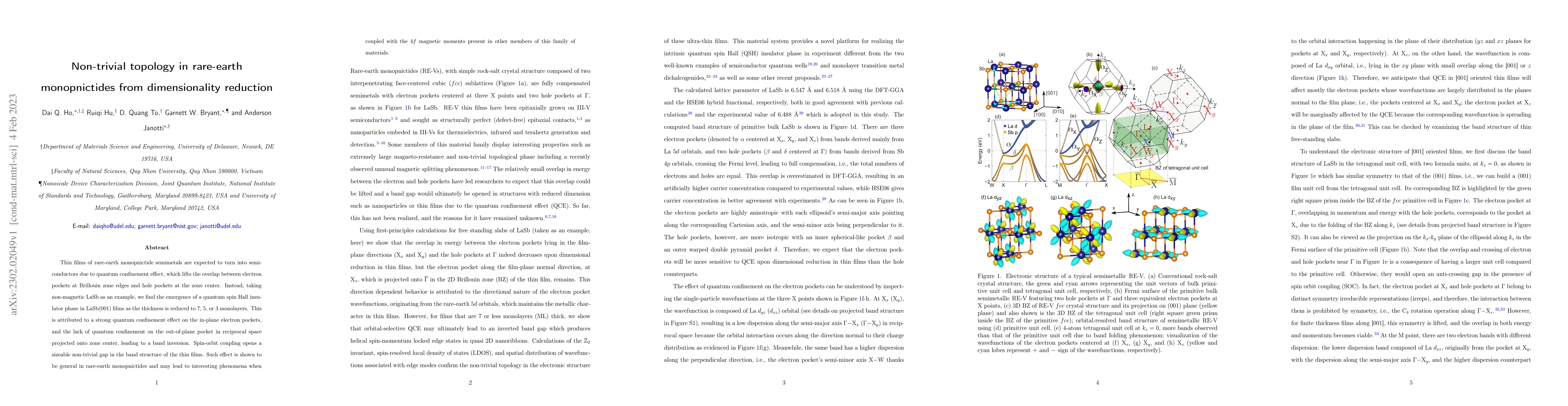 Thumbnail for Non-trivial topology in rare-earth monopnictides from dimensionality
  reduction