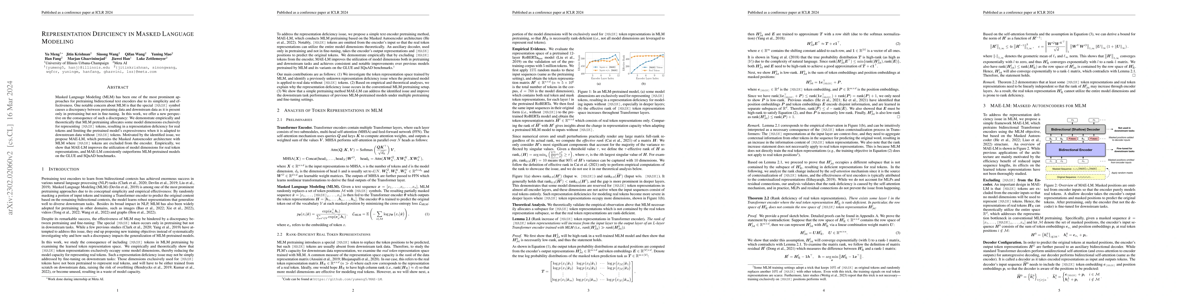 Thumbnail for Representation Deficiency in Masked Language Modeling
