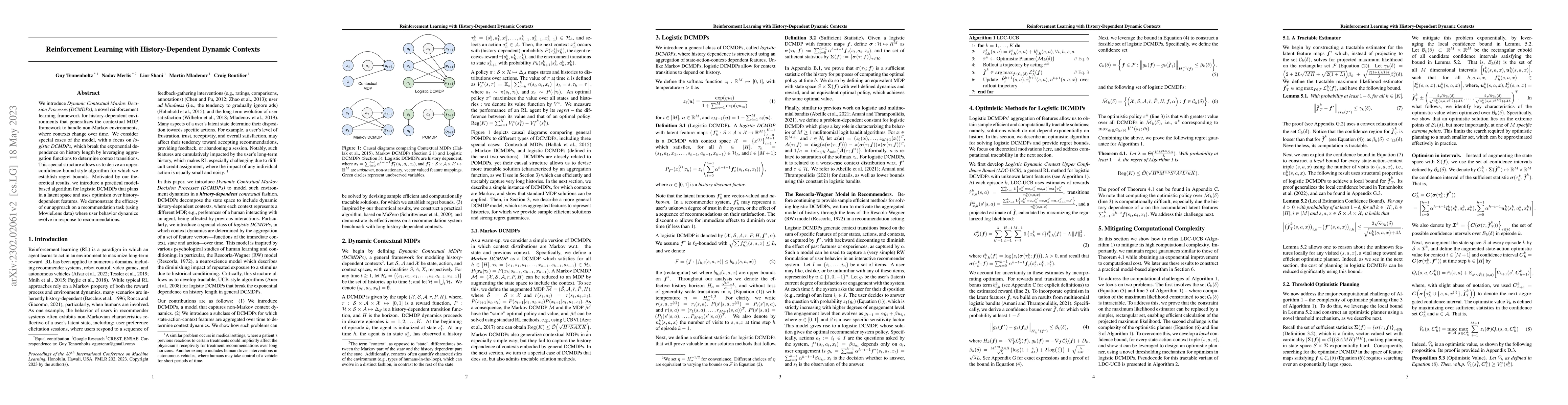 Thumbnail for Reinforcement Learning with History-Dependent Dynamic Contexts