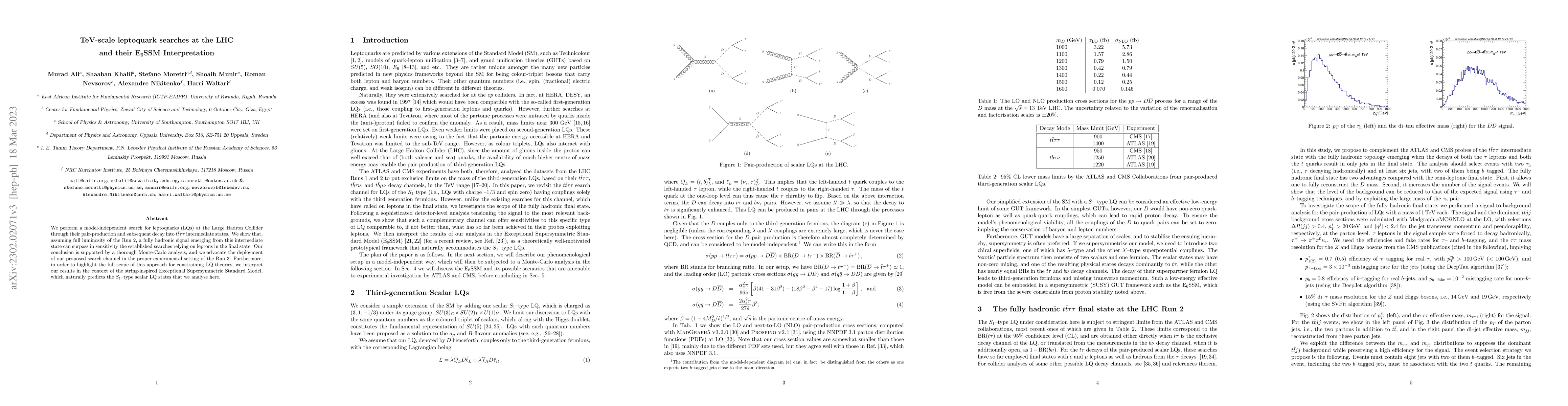 Thumbnail for TeV-scale leptoquark searches at the LHC and their E$_6$SSM
  Interpretation