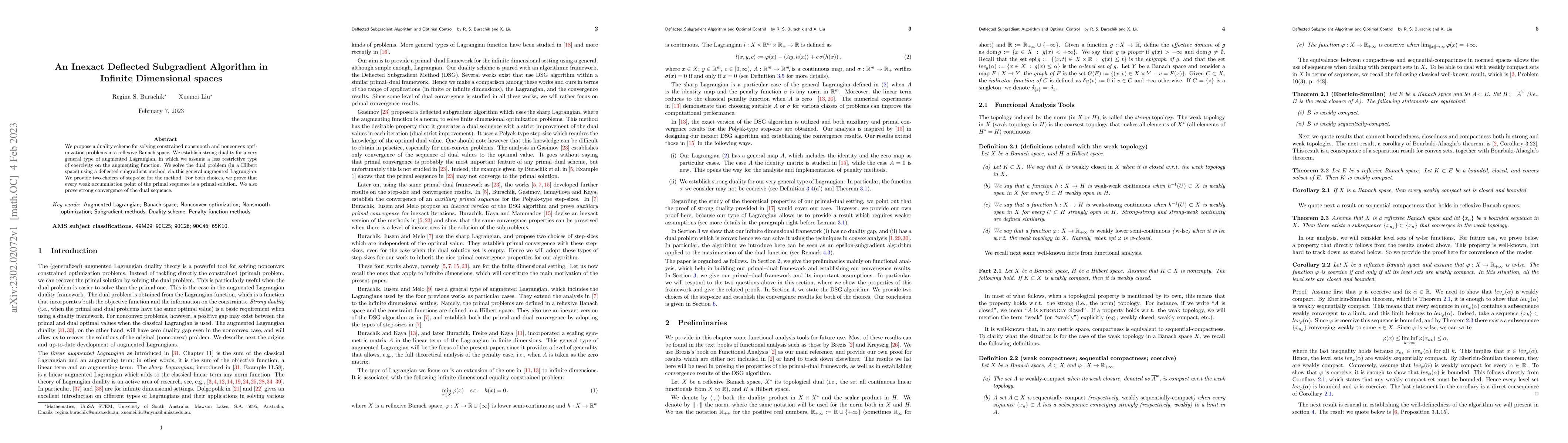 Thumbnail for An Inexact Deflected Subgradient Algorithm in Infinite Dimensional
  spaces