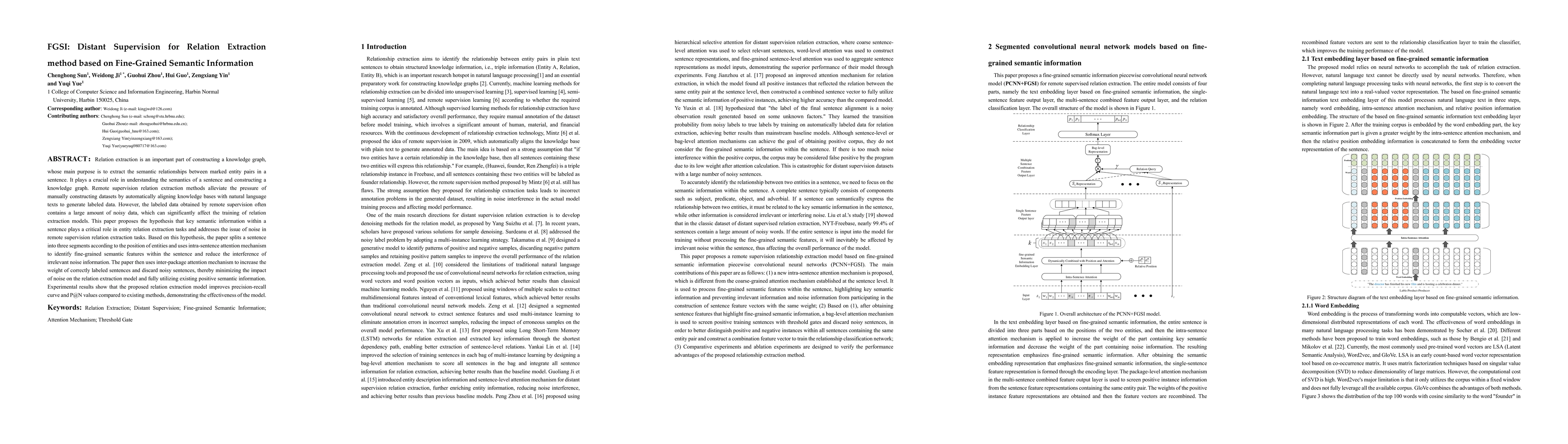 Thumbnail for FGSI: Distant Supervision for Relation Extraction method based on
  Fine-Grained Semantic Information