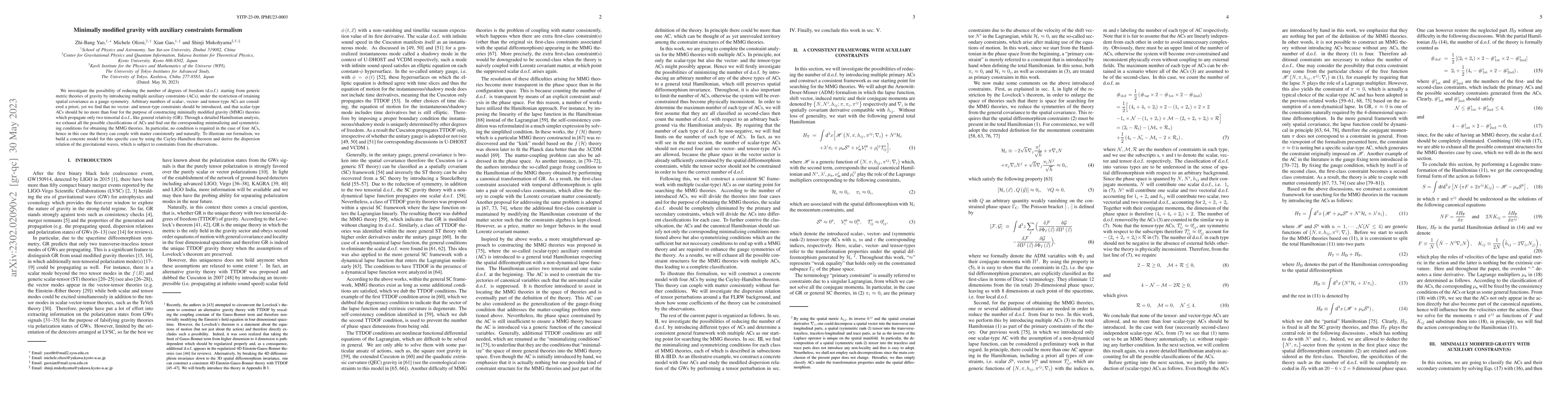 Thumbnail for Minimally modified gravity with auxiliary constraints formalism