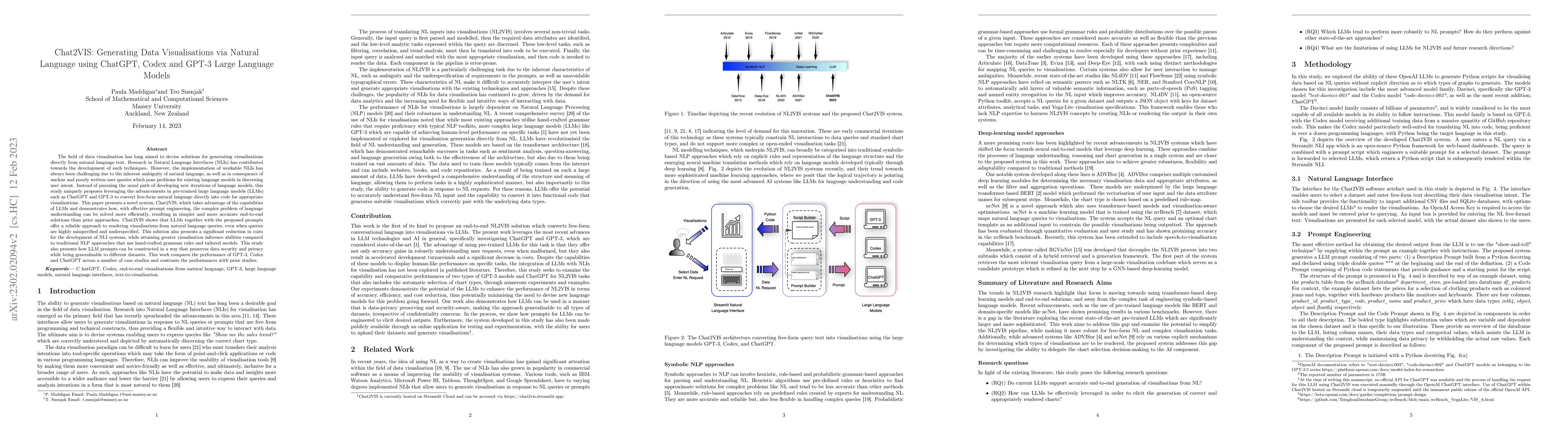 Thumbnail for Chat2VIS: Generating Data Visualisations via Natural Language using
  ChatGPT, Codex and GPT-3 Large Language Models