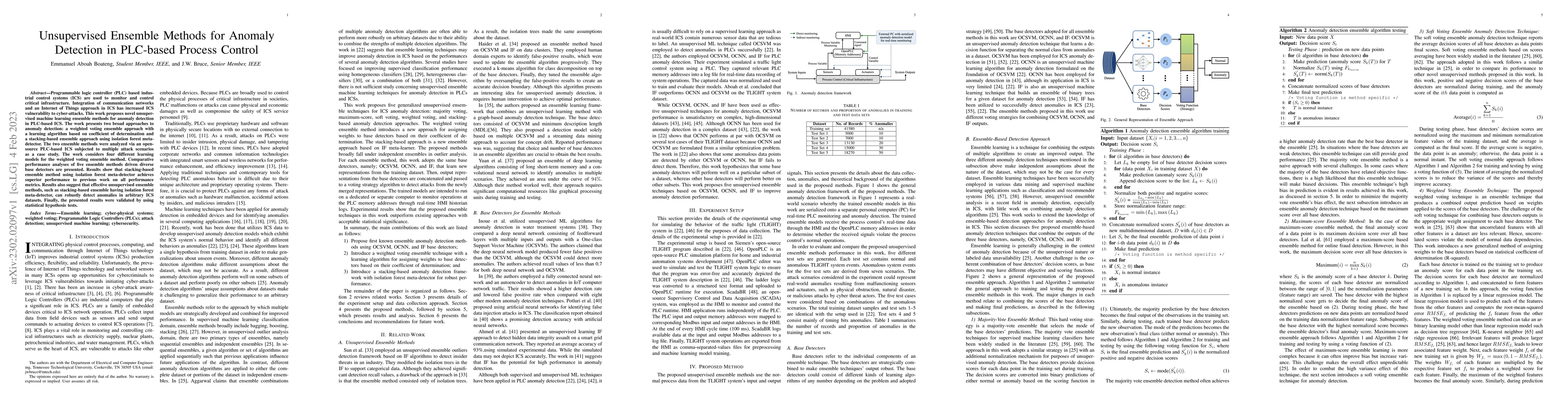 Thumbnail for Unsupervised Ensemble Methods for Anomaly Detection in PLC-based Process
  Control