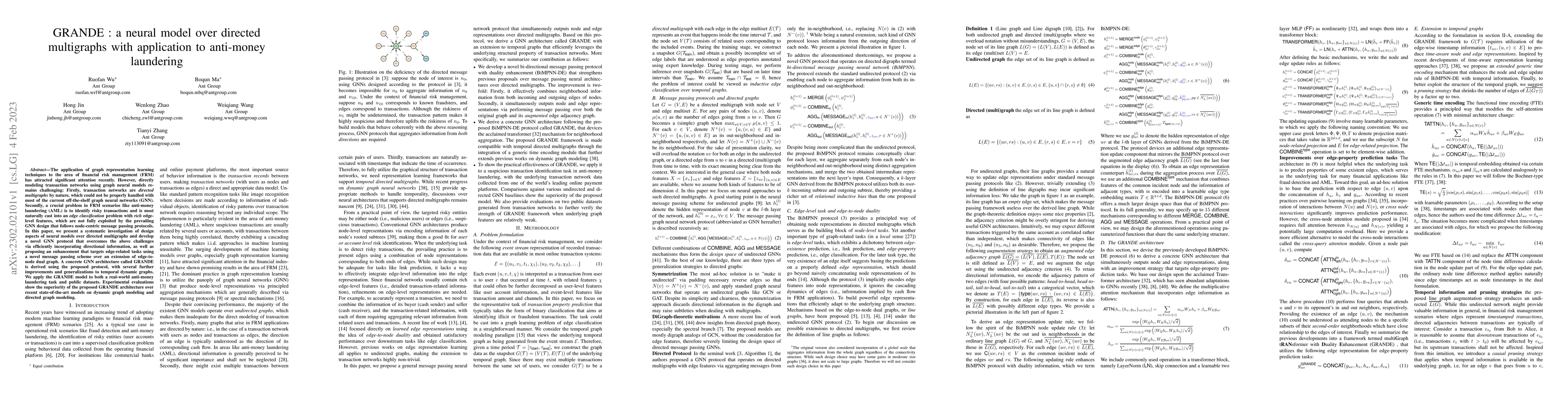 Thumbnail for GRANDE: a neural model over directed multigraphs with application to
  anti-money laundering