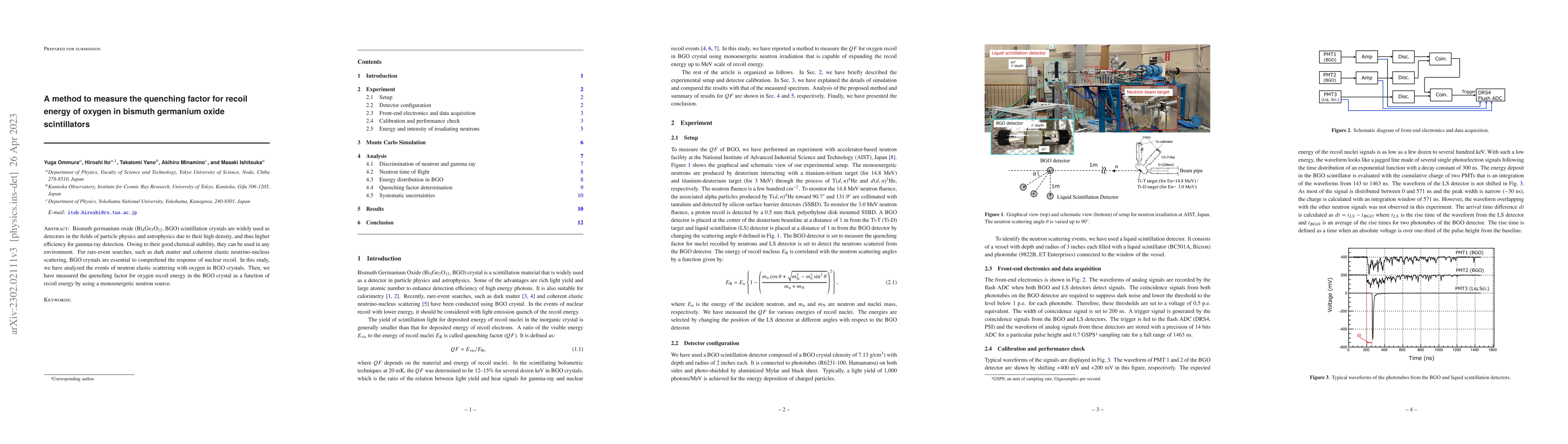 Thumbnail for A method to measure the quenching factor for recoil energy of oxygen in
  bismuth germanium oxide scintillators