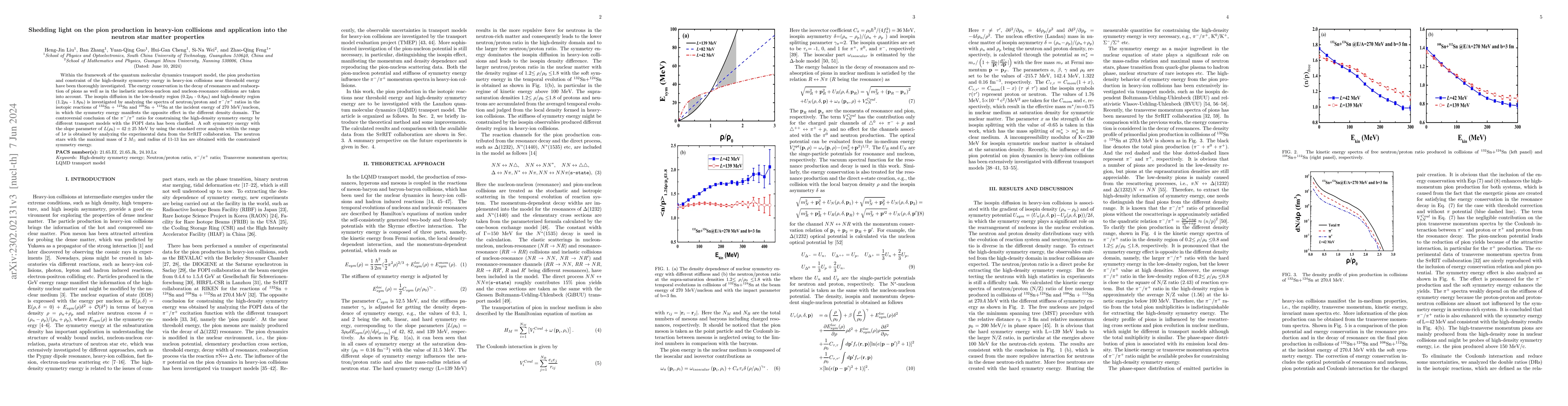 Thumbnail for Shedding light on the pion production in heavy-ion collisions and
  application into the neutron star matter properties