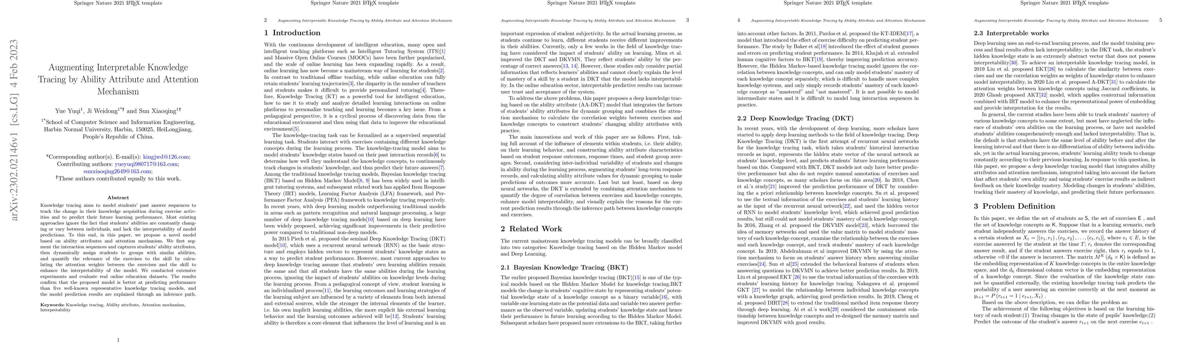 Thumbnail for Augmenting Interpretable Knowledge Tracing by Ability Attribute and
  Attention Mechanism