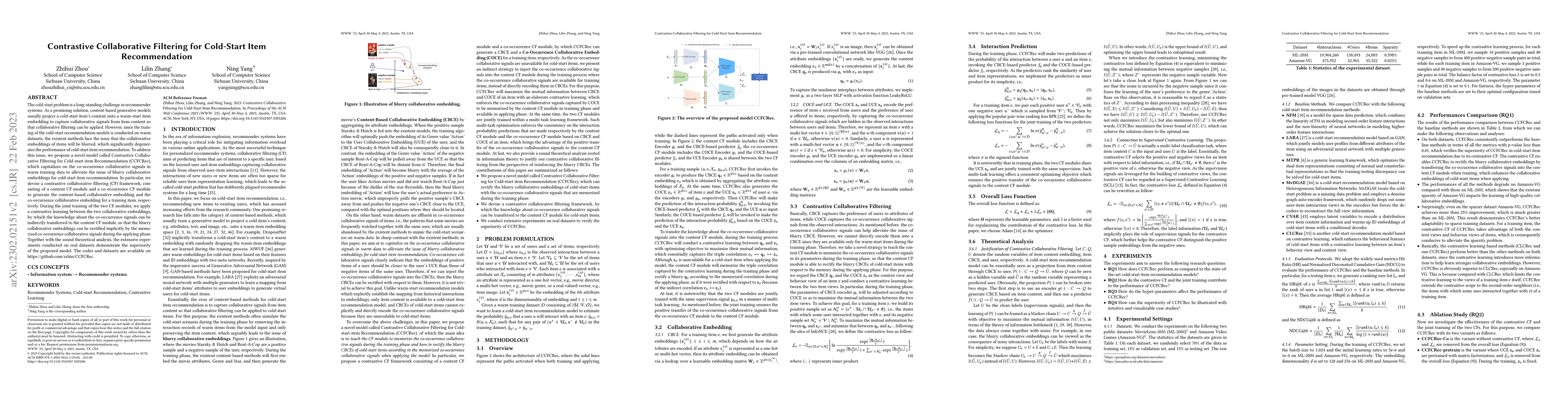 Thumbnail for Contrastive Collaborative Filtering for Cold-Start Item Recommendation