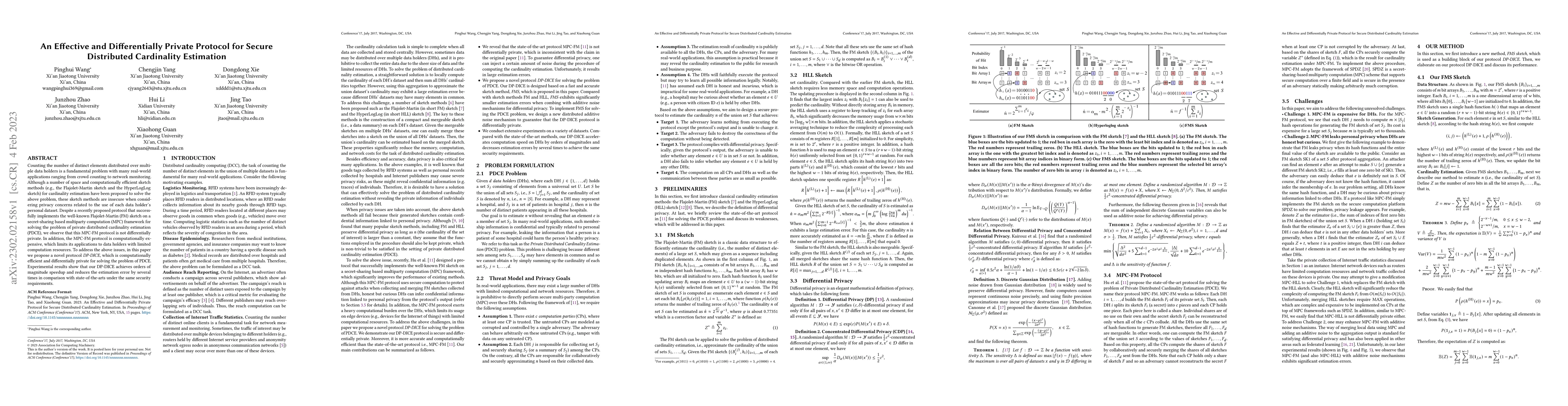 Thumbnail for An Effective and Differentially Private Protocol for Secure Distributed
  Cardinality Estimation