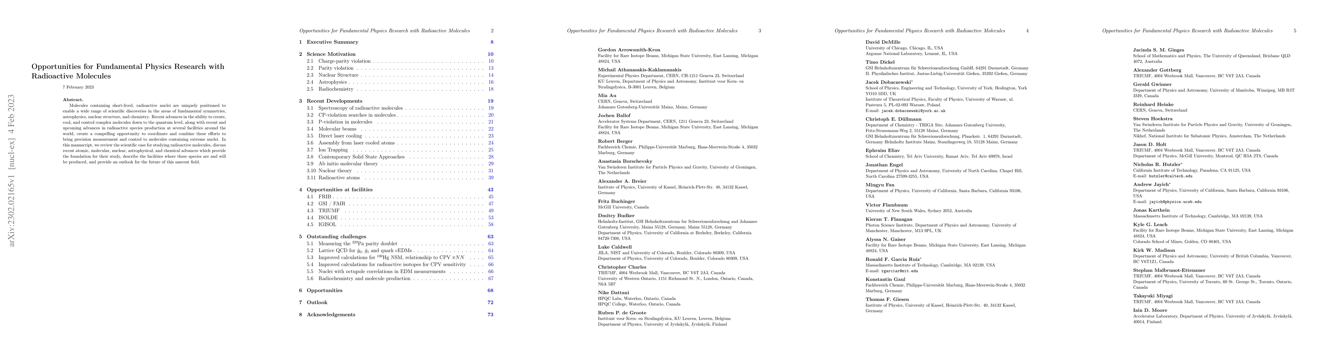 Thumbnail for Opportunities for Fundamental Physics Research with Radioactive
  Molecules
