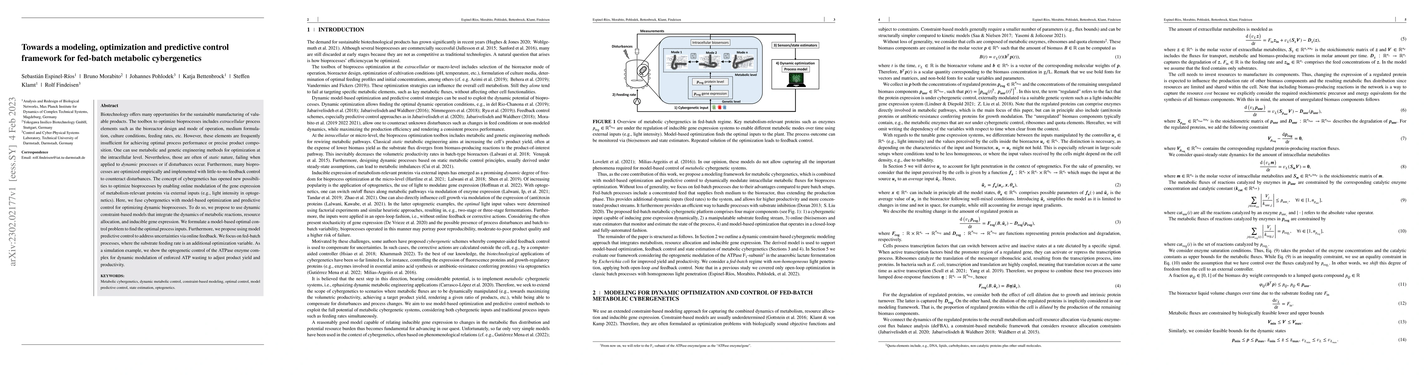 Thumbnail for Towards a modeling, optimization and predictive control framework for
  fed-batch metabolic cybergenetics