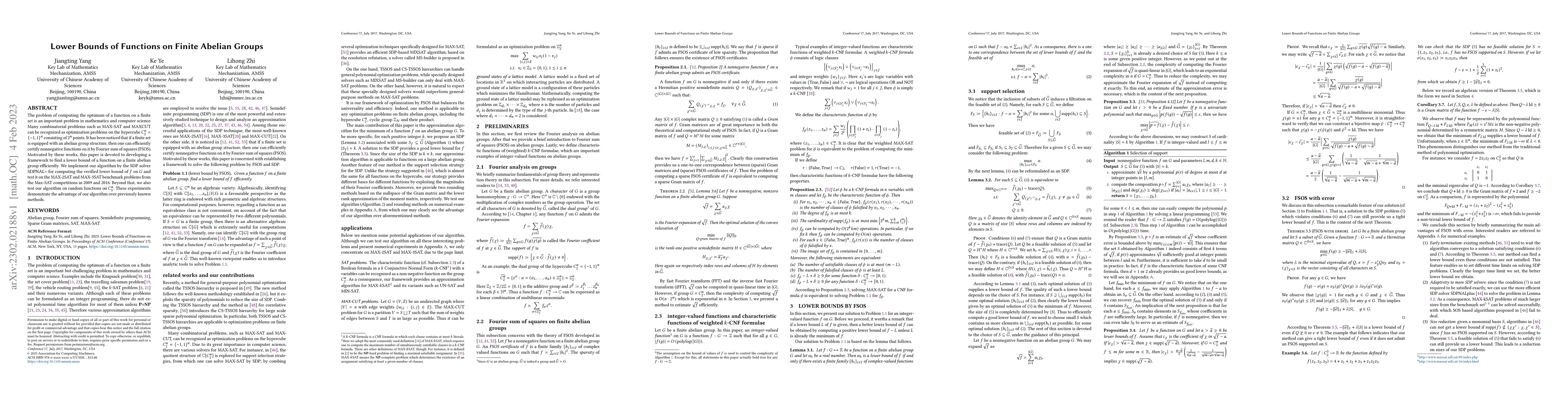 Thumbnail for Lower Bounds of Functions on Finite Abelian Groups