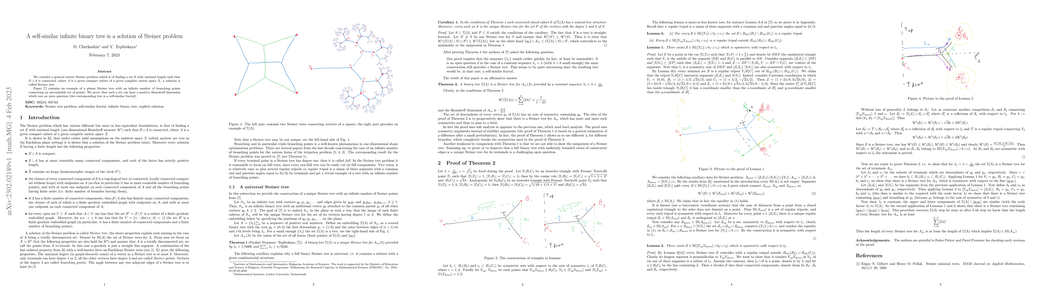 Thumbnail for A self-similar infinite binary tree is a solution of Steiner problem