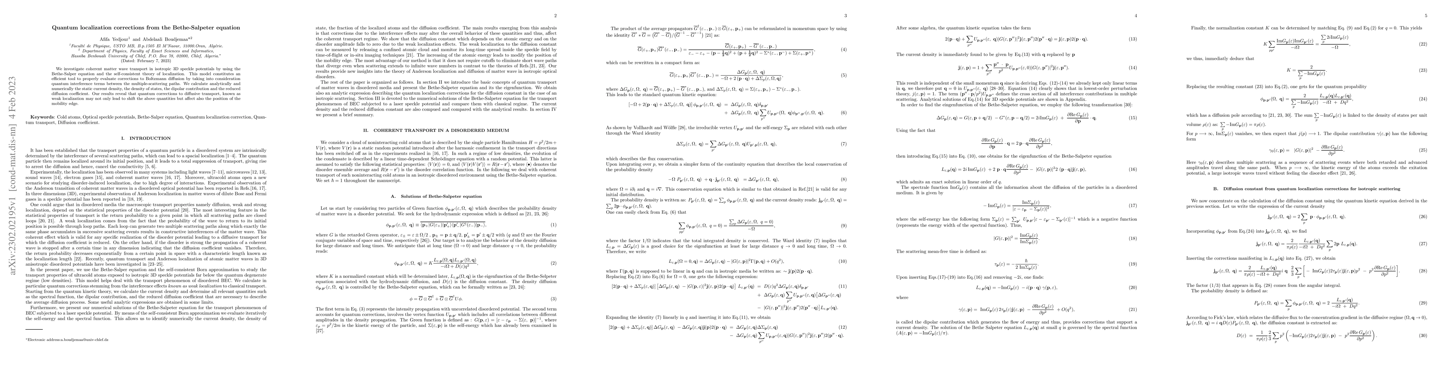 Thumbnail for Quantum localization corrections from the Bethe-Salpeter equation