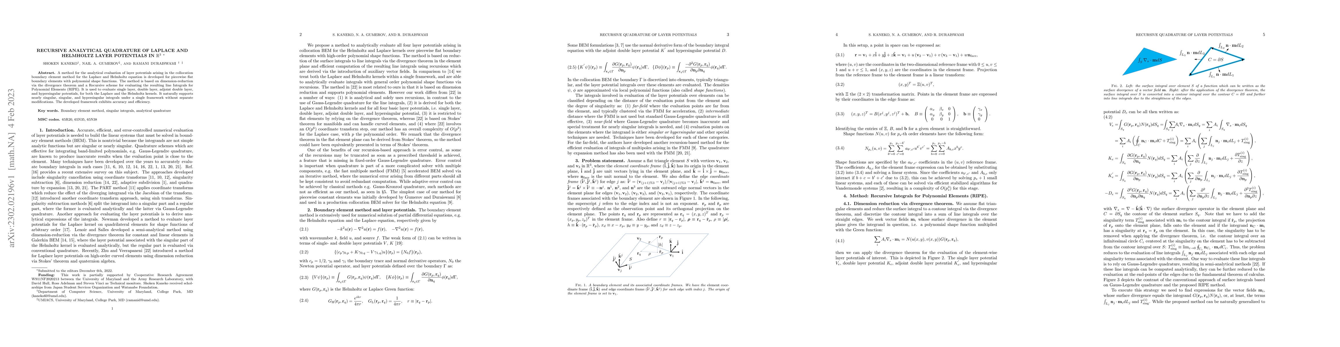 Thumbnail for Recursive Analytical Quadrature of Laplace and Helmholtz Layer
  Potentials in $\mathbb{R}^3$