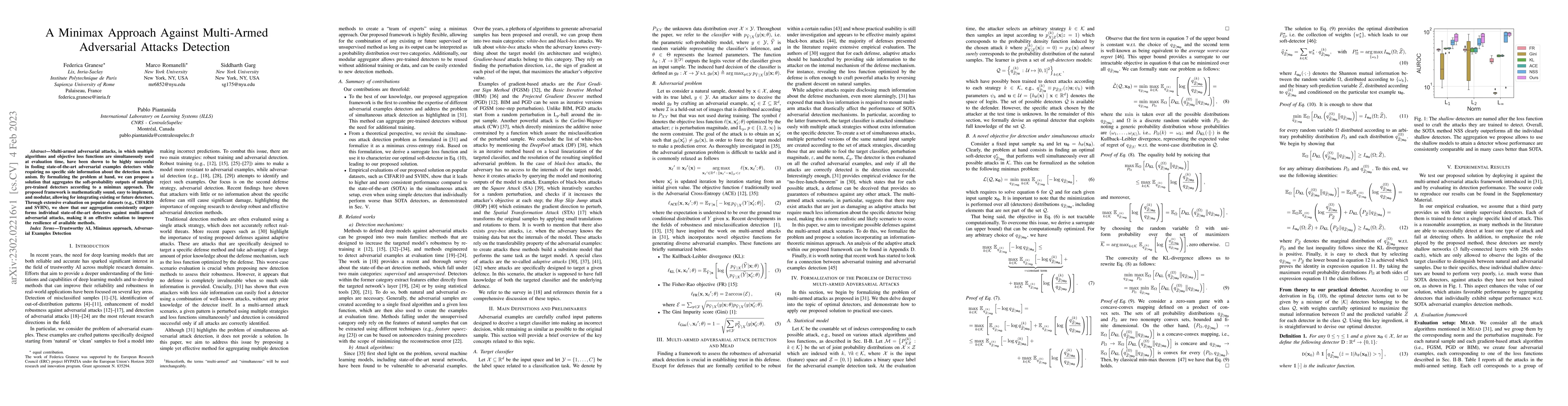 Thumbnail for A Minimax Approach Against Multi-Armed Adversarial Attacks Detection